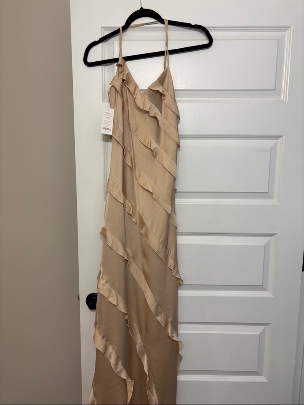 Show Me Your MuMu Beige Ruffle Maxi Dress